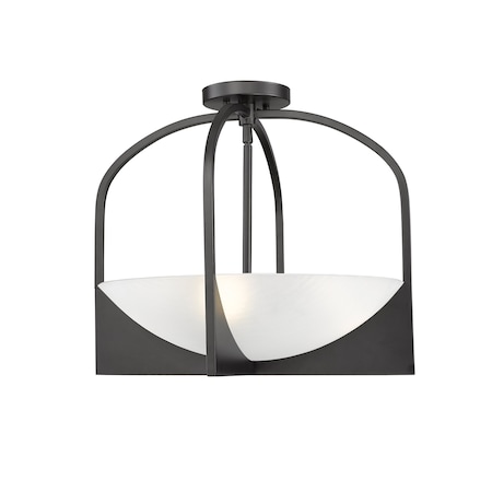 Z-Lite Devon Semi Flush Mount, 4-Light, 18 In.W x 16 In.H, Matte Black/Sand Blast 1947SFS-MB